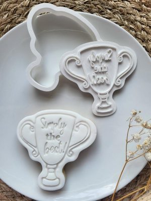 Simply The Best Trophy Cookie Cutter and Fondant Stamp, Congratulations, Winner, Racing, Football , Mother's Day, Father's Day