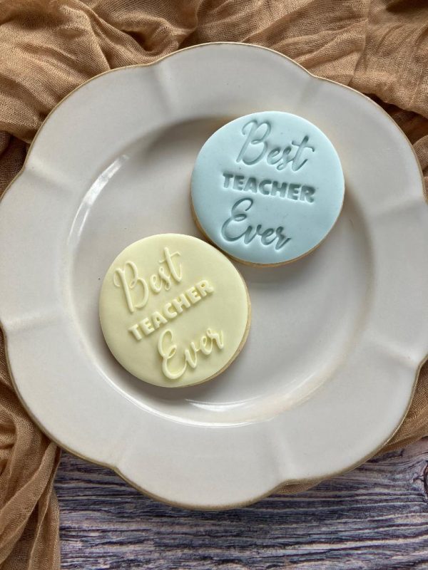 best 6 Best Teacher Ever Cookie Stamp, Teacher Appreciation, End of Term, Thank You Teacher