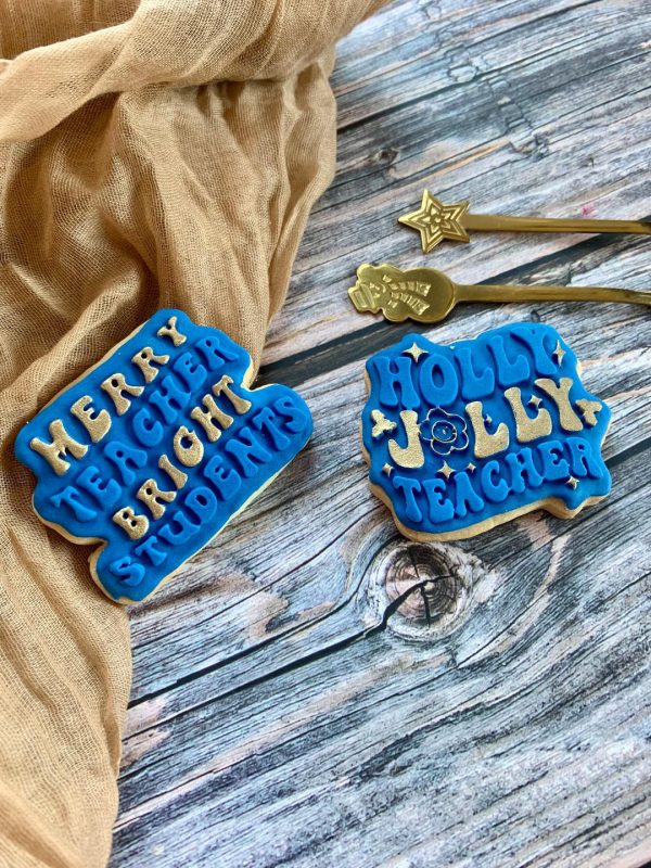 Merry Teacher Bright Students Cookie Cutter and Fondant Stamp Embosser