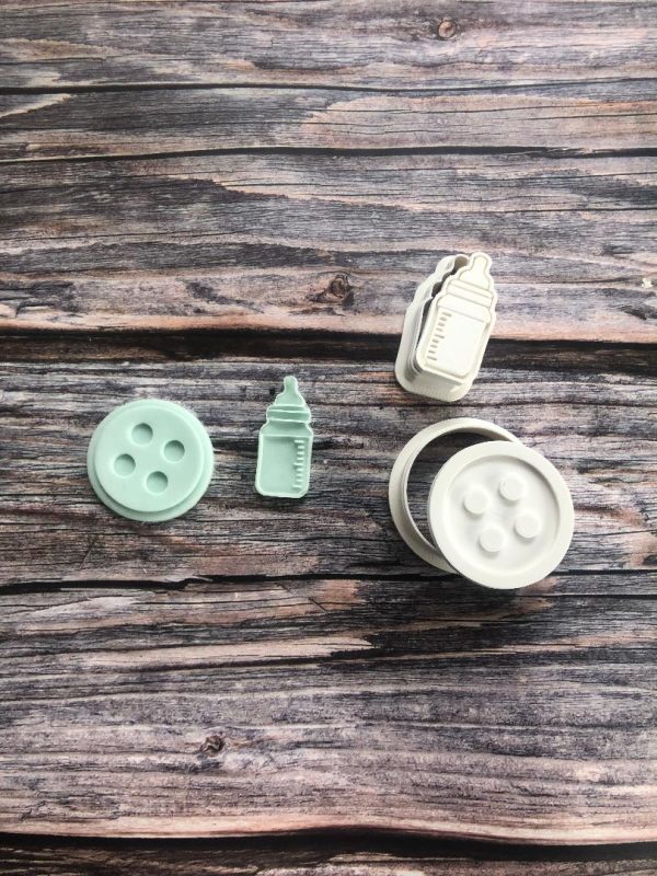 Set of Two Baby Miniatures, Baby Bottle and Button, Treat Box Fillers
