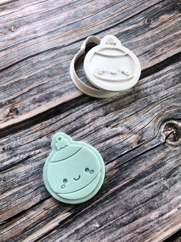 bauble cute 2 Cute Bauble Cookie Cutter and Fondant Stamp Embosser, Christmas, Tree Decoration