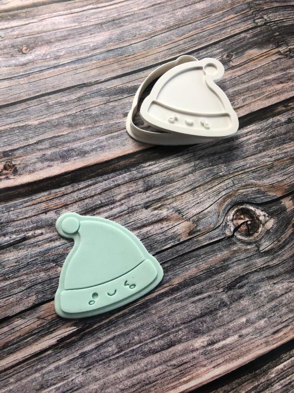 Cute Bobble Hat Cookie Cutter and Fondant Stamp Embosser, Winter, Christmas, Beanie