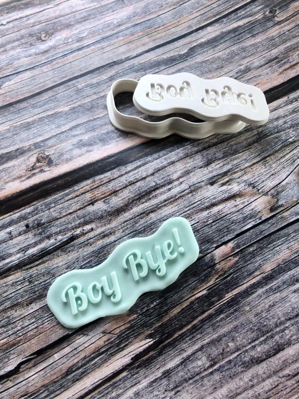 Boy Bye Cookie Cutter and Fondant Stamp Embosser