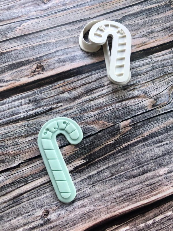 Cute Candy Cane Cookie Cutter and Fondant Stamp Embosser, Christmas, Festive