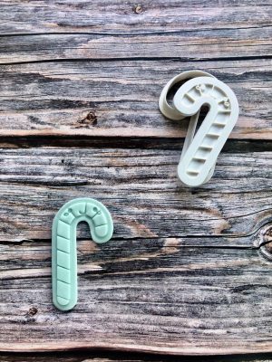 Cute Candy Cane Cookie Cutter and Fondant Stamp Embosser, Christmas, Festive