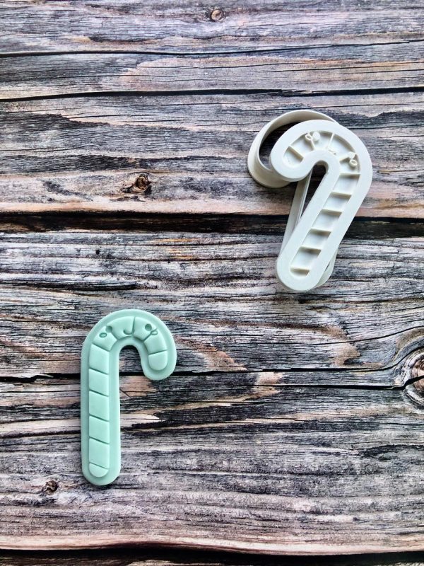 Cute Candy Cane Cookie Cutter and Fondant Stamp Embosser, Christmas, Festive