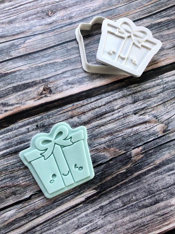 Cute Present Cookie Cutter and Fondant Stamp Embosser, Gift, Birthday Present, Gift