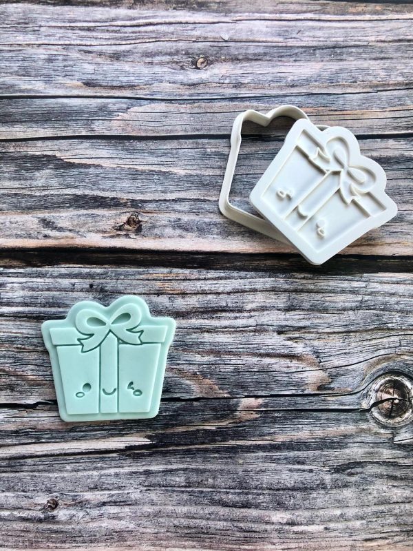 Cute Gift Cookie Cutter and Embosser, Present