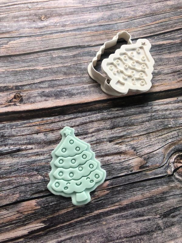 Cute Christmas Tree Cookie Cutter and Fondant Stamp Embosser, Holidays, Festive