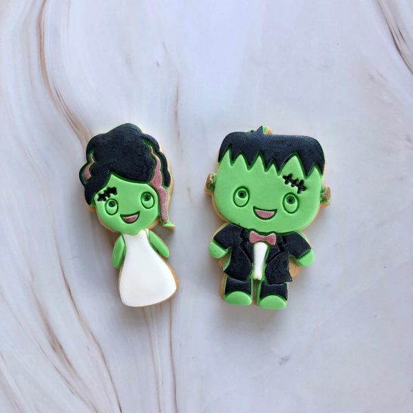 Frankenstein Bride and Groom Cookie Cutter and Fondant Stamp Set, Wedding, Mr and Mrs, Halloween