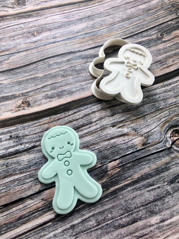 Cute Gingerbread Man Cookie Cutter and Fondant Stamp Embosser, Gingerbread, Christmas