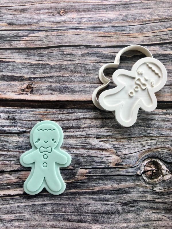 Cute Gingerbread Man Cookie Cutter and Fondant Stamp Embosser