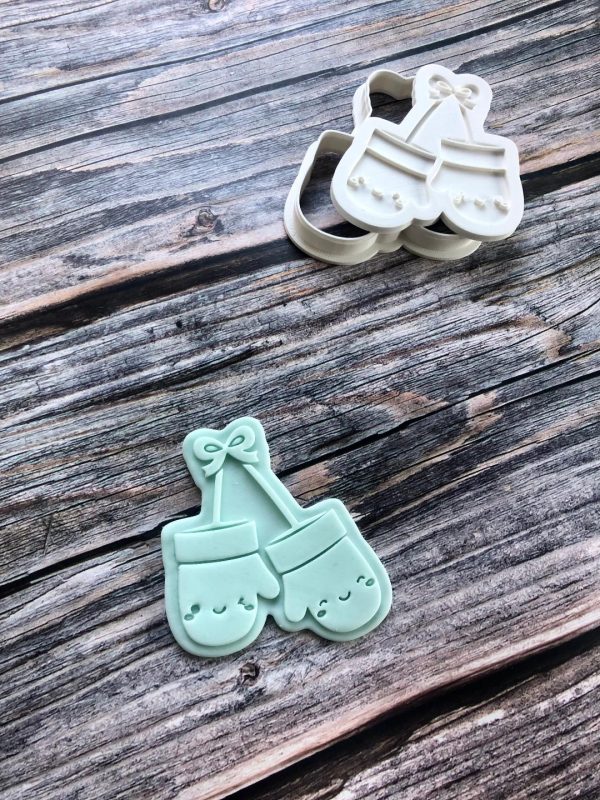 mittens 2 Cute Mittens Cookie Cutter and Fondant Stamp Embosser, Christmas, Cosy, Autumn