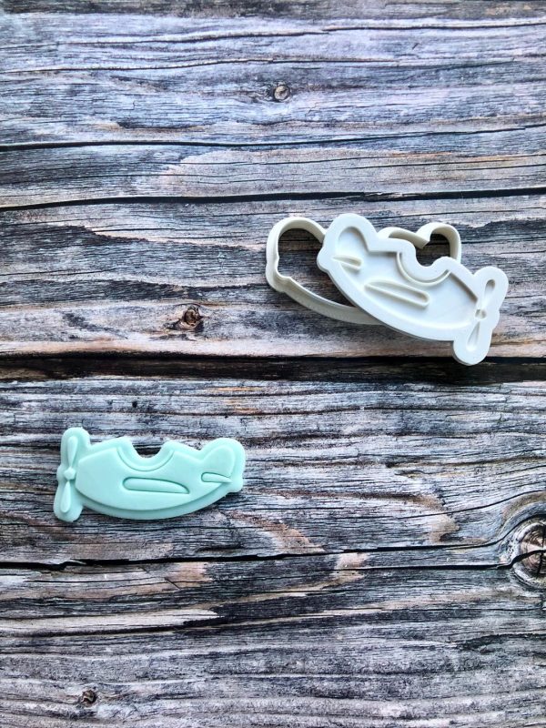 Aeroplane Cookie Cutter and Fondant Stamp Embosser, Toy Plane, Space, Travel