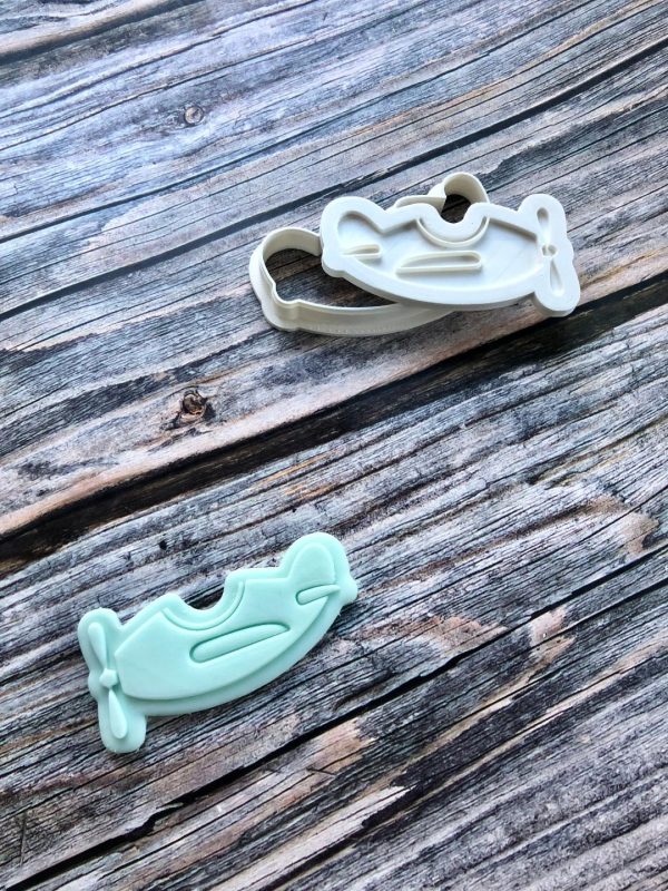 Aeroplane Cookie Cutter and Fondant Stamp Embosser, Toy Plane, Space, Travel