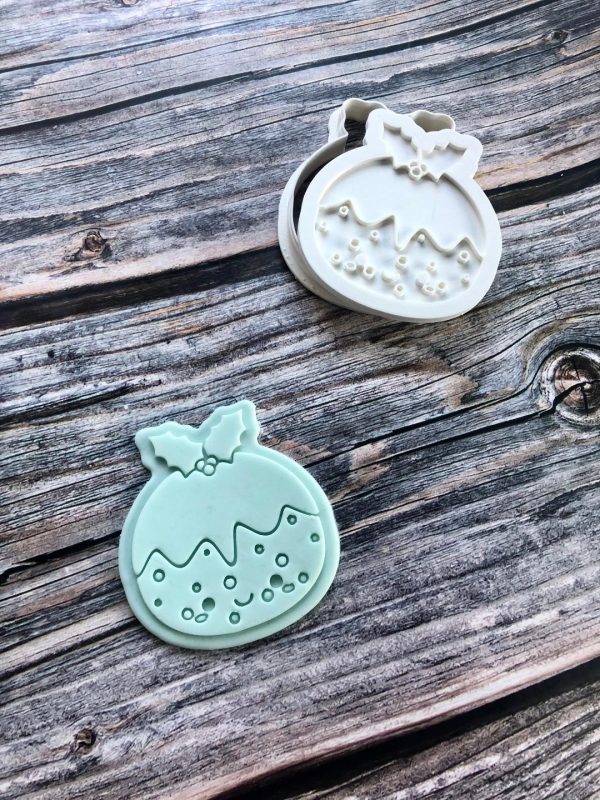 Cute Christmas Pudding Cookie Cutter and Fondant Stamp Embosser, Christmas Cookie Cutter, Christmas