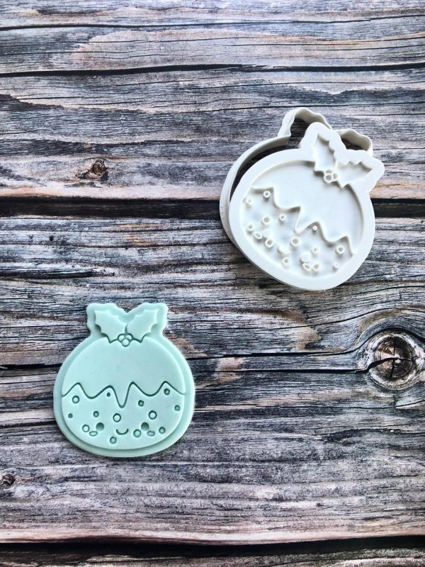 Cute Christmas Pudding Cookie Cutter and Fondant Stamp Embosser, Christmas Cookie Cutter, Christmas