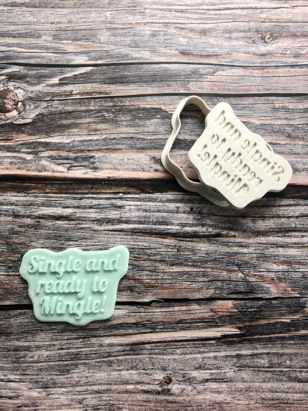 Single and Ready to Mingle Cookie Cutter and Fondant Stamp Embosser, Divorce, Separation
