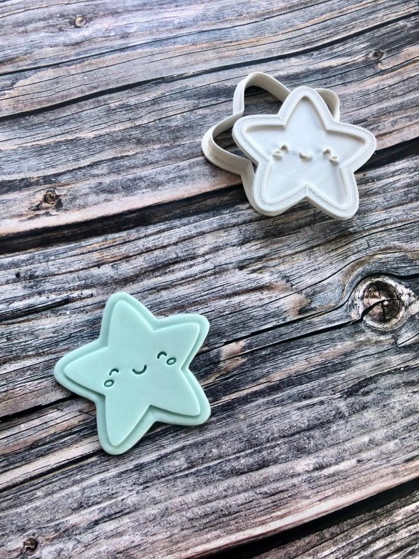 Cute Star Cookie Cutter and Fondant Stamp Embosser, Christmas, Star Shape