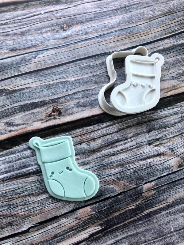 Cute Stocking Cookie Cutter and Fondant Stamp Embosser, Christmas Stocking