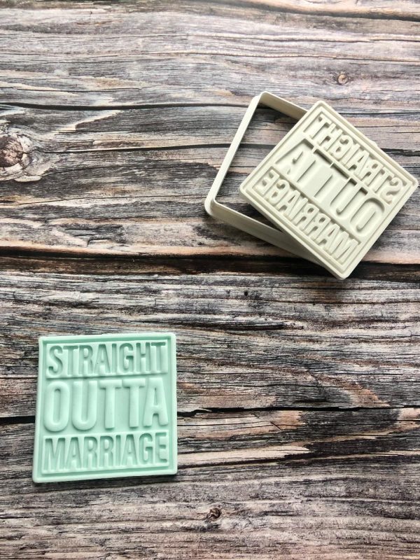 Straight Outta Marriage Cookie Cutter and Fondant Stamp Embosser