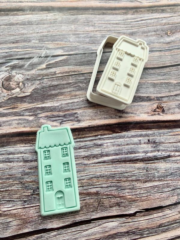 Town House Cookie Cutter and Fondant Stamp, Christmas House, New Home, Housewarming