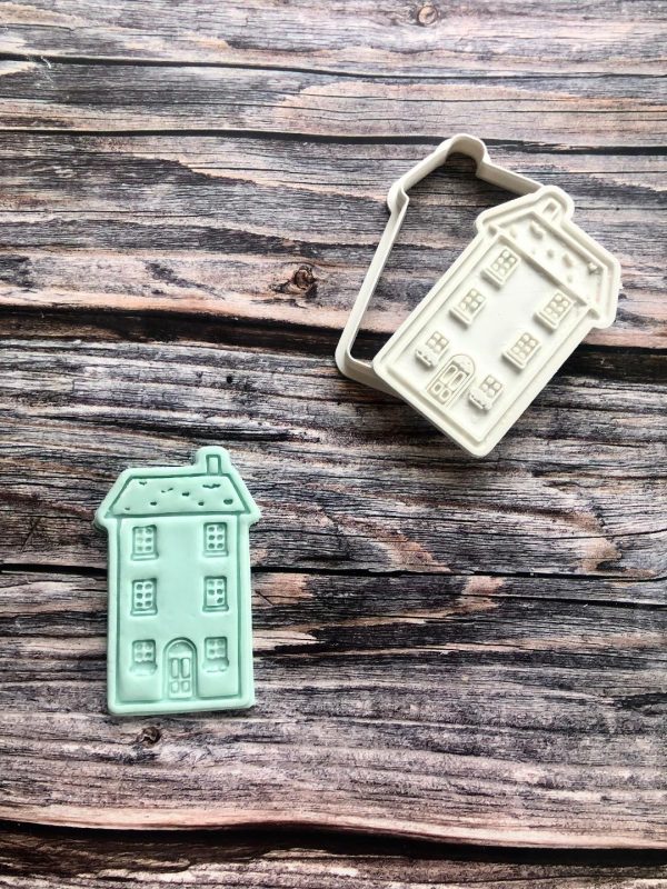 House Cookie Cutter and Fondant Stamp, Town House, Tall House, Christmas House, New Home