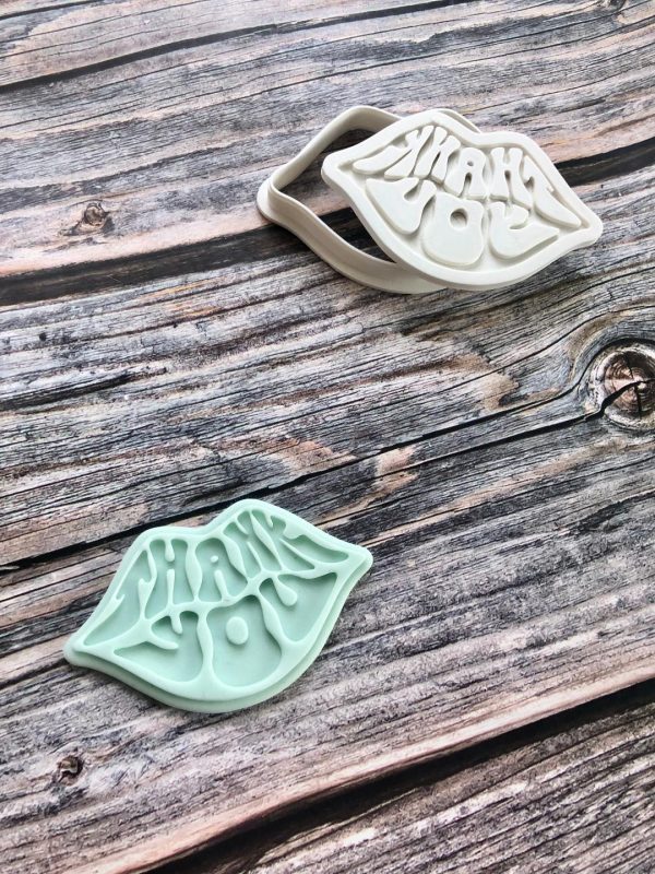 Thank You Lips Cookie Cutter and Fondant Stamp Embosser, Lips, Retro, Kiss