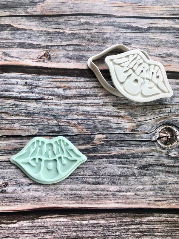 Thank You Lips Cookie Cutter and Fondant Stamp Embosser, Lips, Retro, Kiss