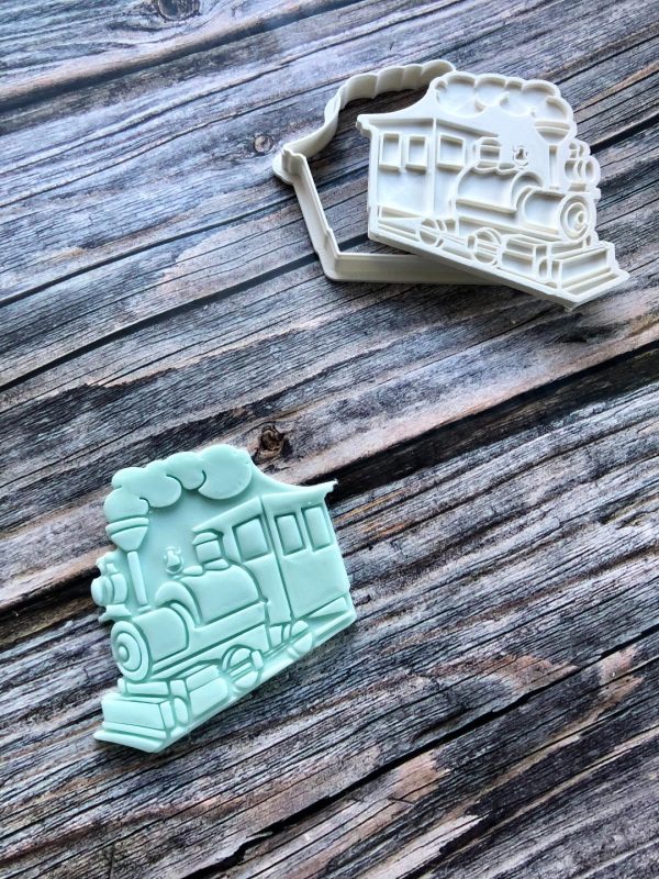 Train Cookie Cutter and Fondant Stamp Embosser, Steam Train, Retro Train