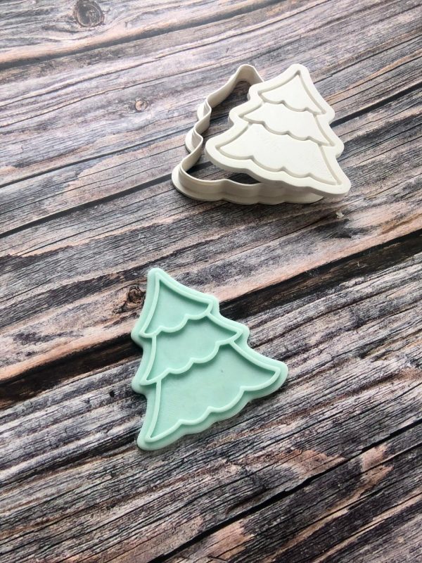 Tree Cookie Cutter and Fondant Stamp Embosser, Christmas Tree, Woodland, Forest