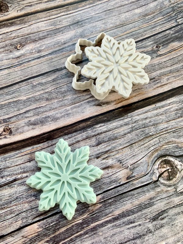IMG_2545 Snowflake Cookie Cutter and Fondant Stamp Embosser, Frozen Theme, Christmas Embosser, Snow Flake