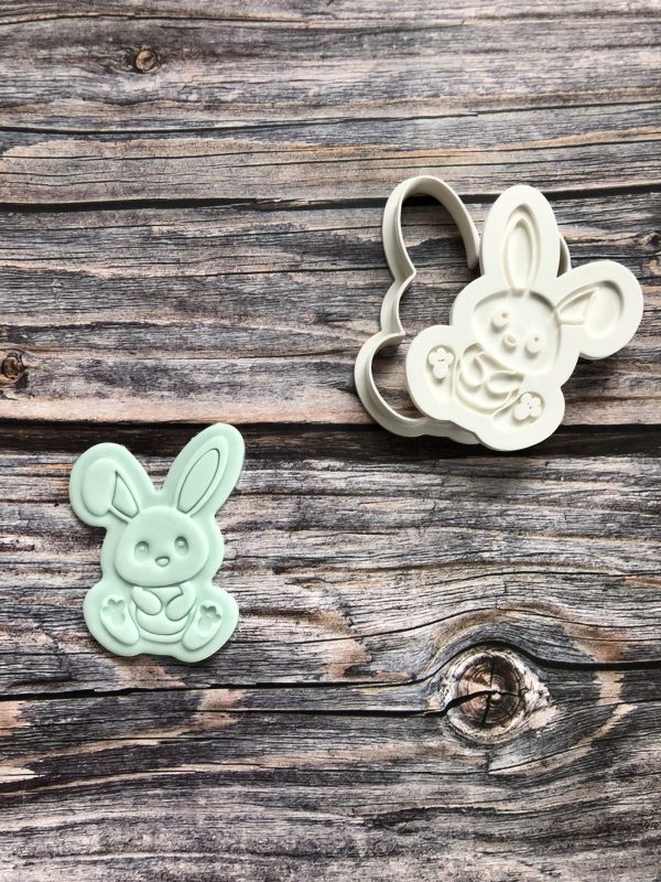IMG_4242 Rabbit Cookie Cutter and Fondant Stamp Embosser, Farm Animal, Bunny, Easter