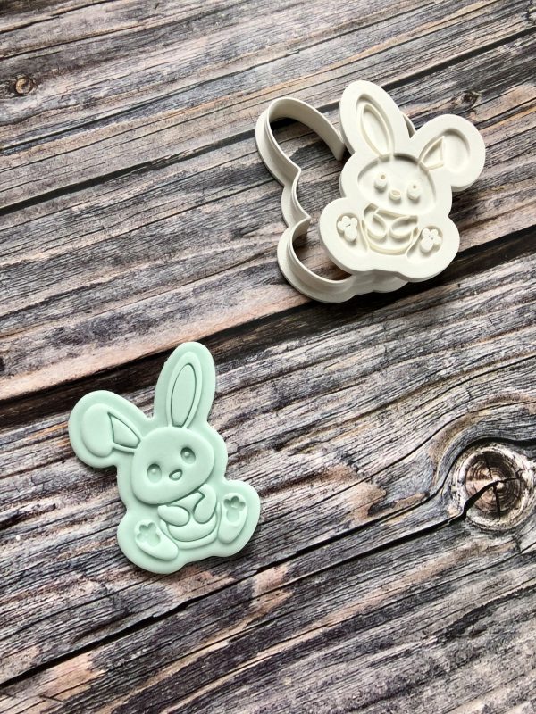 IMG_4243 Rabbit Cookie Cutter and Fondant Stamp Embosser, Farm Animal, Bunny, Easter