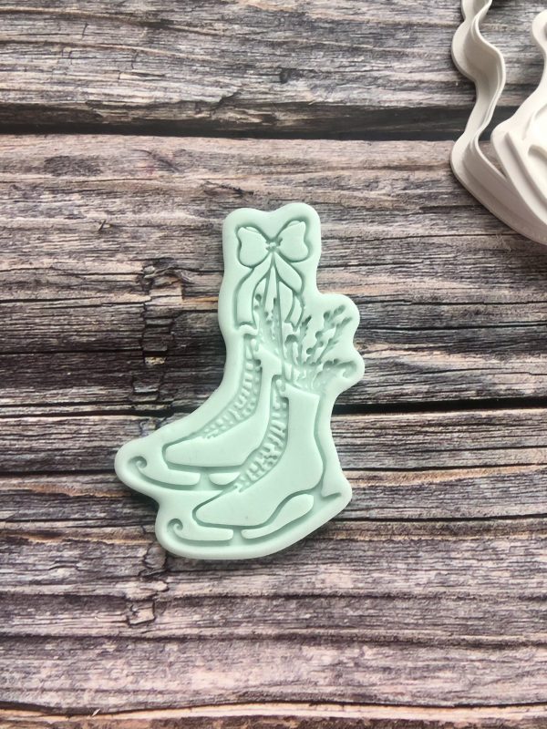 IMG_4496 Floral Ice Skate Cookie Cutter and Fondant Stamp, Christmas, Winter, Figure Skating
