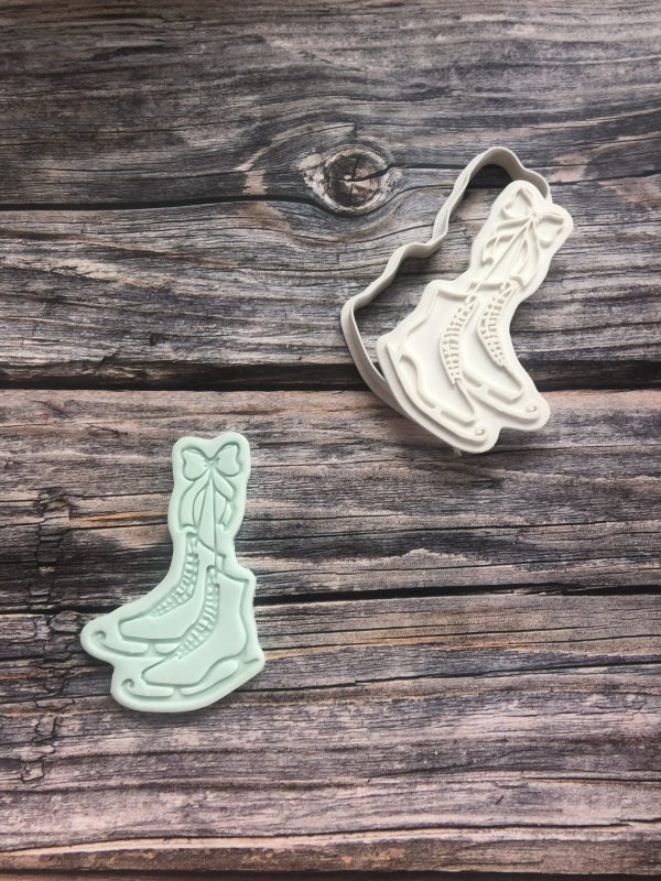 Ice Skate Cookie Cutter and Fondant Stamp, Christmas, Winter, Figure Skating