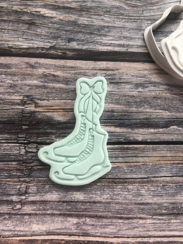 Ice Skate Cookie Cutter and Fondant Stamp, Christmas, Winter, Figure Skating