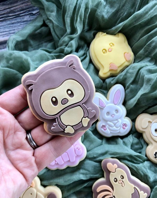 Owl Cookie Cutter and Fondant Stamp Embosser, Farm Animal, Bird, Halloween