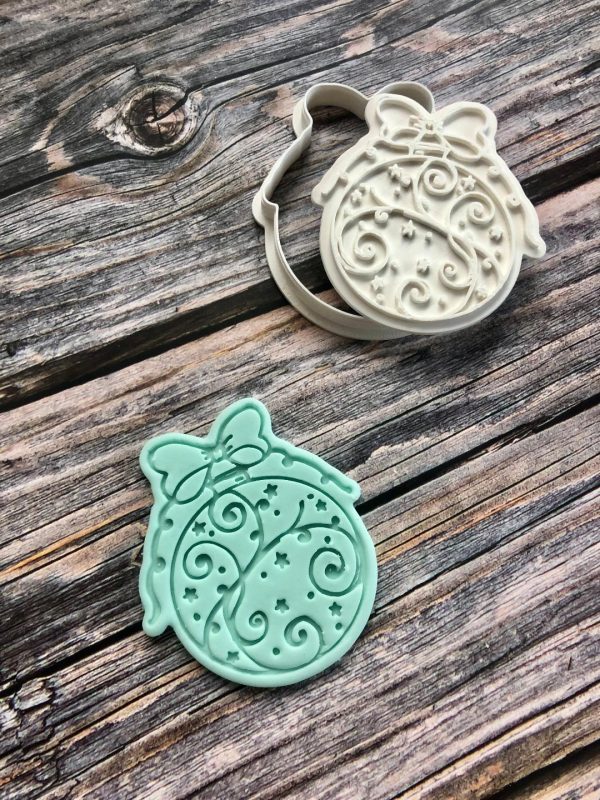 bauble 2 Bauble Cookie Cutter and Fondant Stamp, Christmas, Decoration