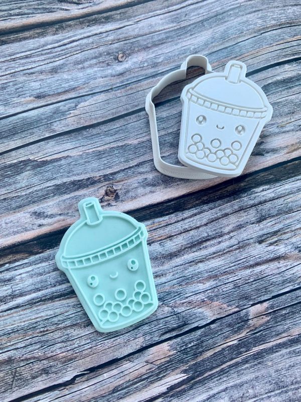 bubble tea 4 Bubble Tea Cookie Cutter and Fondant Stamp Embosser, Bobo