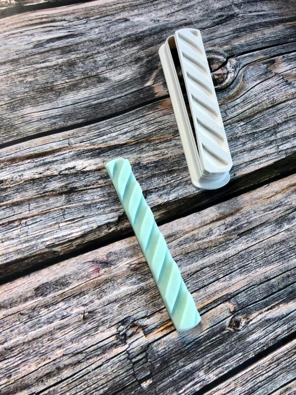 cane 2 Candy Cane Pattern Cookie Cutter and Fondant Stamp Embosser, Stripe Embosser