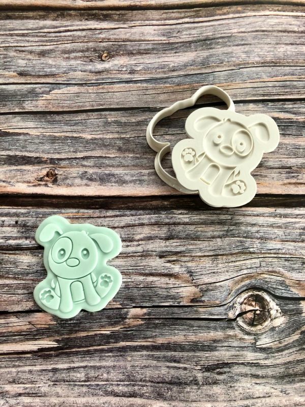Dog Cookie Cutter and Fondant Stamp Embosser, Farm Animal, Cute Puppy, Pet, I Woof You