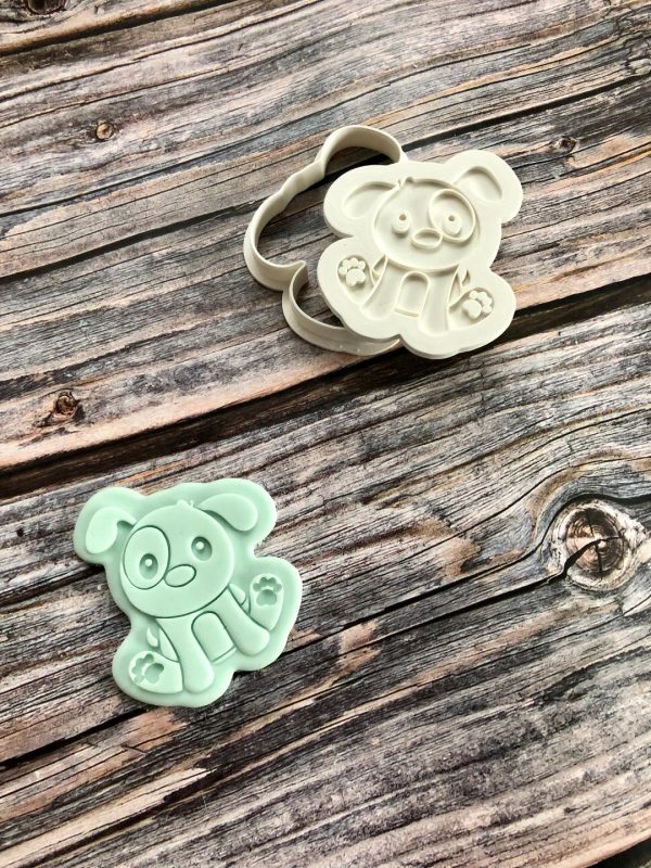 Dog Cookie Cutter and Fondant Stamp Embosser, Farm Animal, Cute Puppy, Pet, I Woof You
