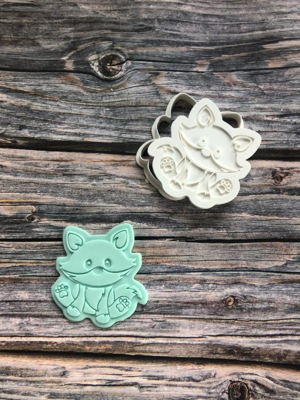 fox 2 Wolf Cookie Cutter and Fondant Stamp Embosser, Woodland Theme, Big Bad Wolf