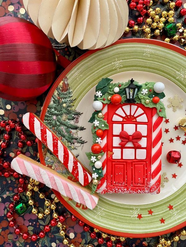 perfect door Candy Cane Pattern Cookie Cutter and Fondant Stamp Embosser, Stripe Embosser