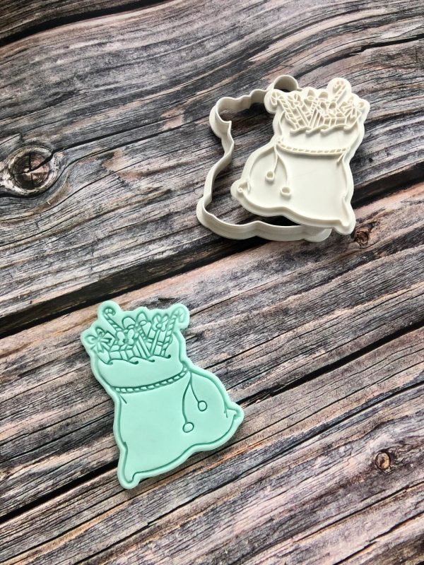 sack 5 Christmas Sack Cookie Cutter and Fondant Stamp, Christmas, Santa's Sack, Toy Sack