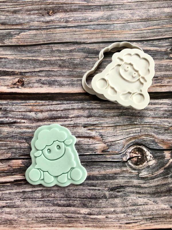 sheep 1 Sheep Cookie Cutter and Fondant Stamp Embosser, Farm Animal, Lamb, Easter