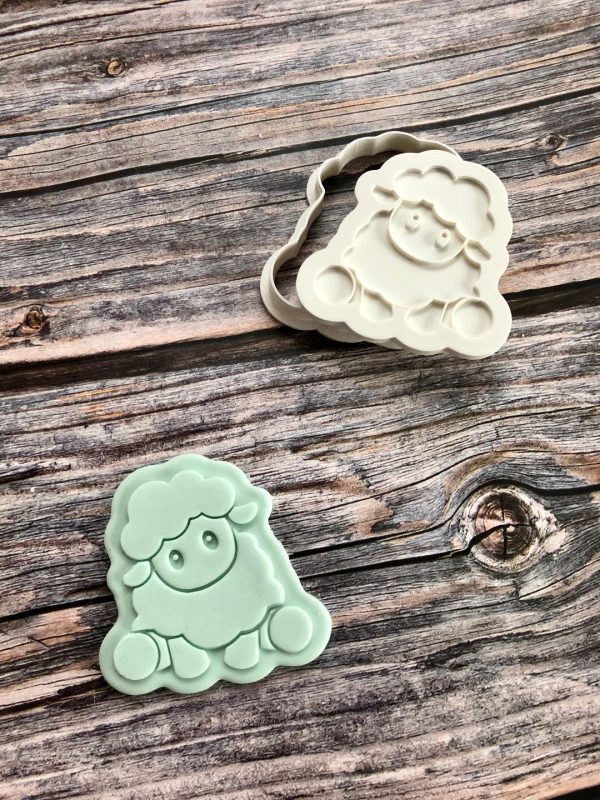 sheep 2 Sheep Cookie Cutter and Fondant Stamp Embosser, Farm Animal, Lamb, Easter
