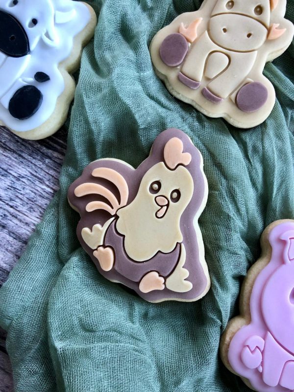Chicken Cookie Cutter and Fondant Stamp Embosser, Farm Animal