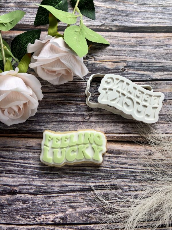 Feeling Lucky Cookie Cutter and Fondant Stamp Embosser, Valentines Day Embosser, Love